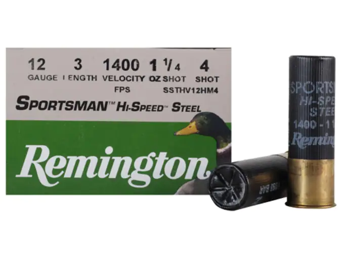 Remington Sportsman Hi-Speed Ammunition 12 Gauge 3" 1-1/4 oz #4 Non-Toxic Steel Shot