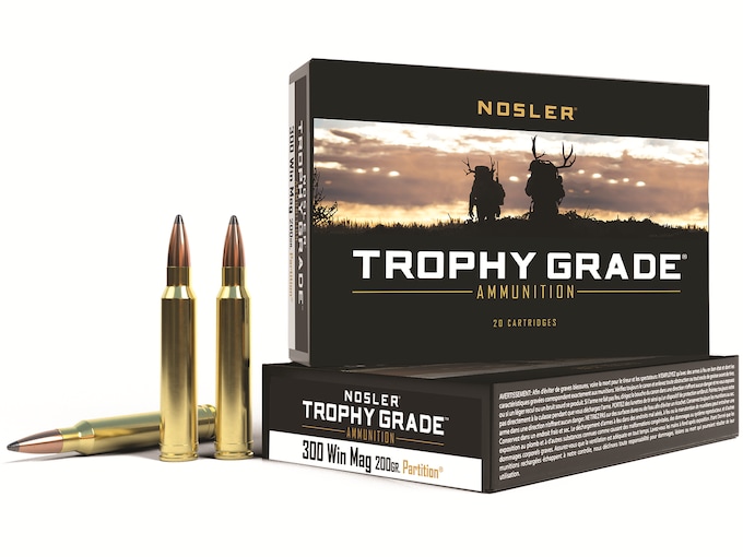 Nosler Trophy Grade Ammunition 300 Winchester Magnum 200 Grain Partition Box of 20