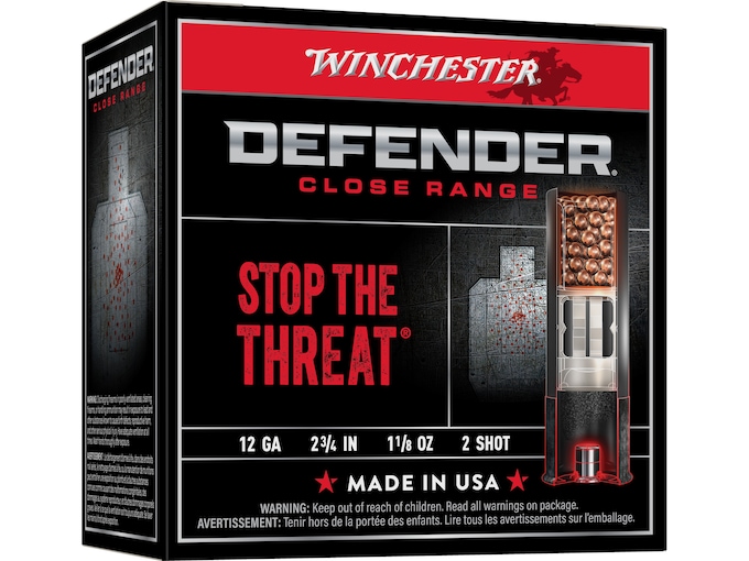 Winchester Defender Ammunition 12 Gauge 2-3/4" 1-1/8 oz #2 Plated Shot Box of 25