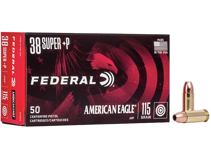 Federal American Eagle Ammunition 38 Super +P 115 Grain Jacketed Hollow Point