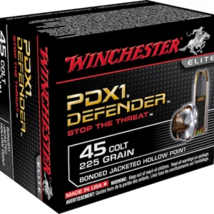 Winchester Defender Ammunition 45 Colt (Long Colt) 225 Grain Bonded Jacketed Hollow Point Box of 20