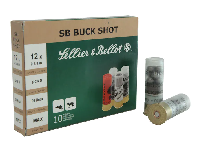 Sellier & Bellot Ammunition 12 Gauge 2-3/4" 00 Buckshot 9 Pellets Box of 10