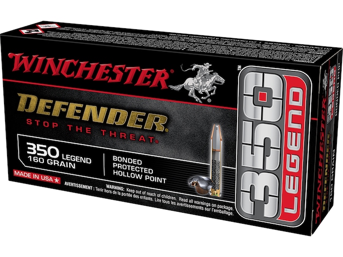 Winchester Defender Ammunition 350 Legend 160 Grain Bonded Jacketed Hollow Point Box of 20