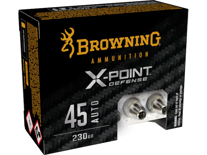 Browning X-Point Defense Ammunition 45 ACP 230 Grain Jacketed Hollow Point Box of 20