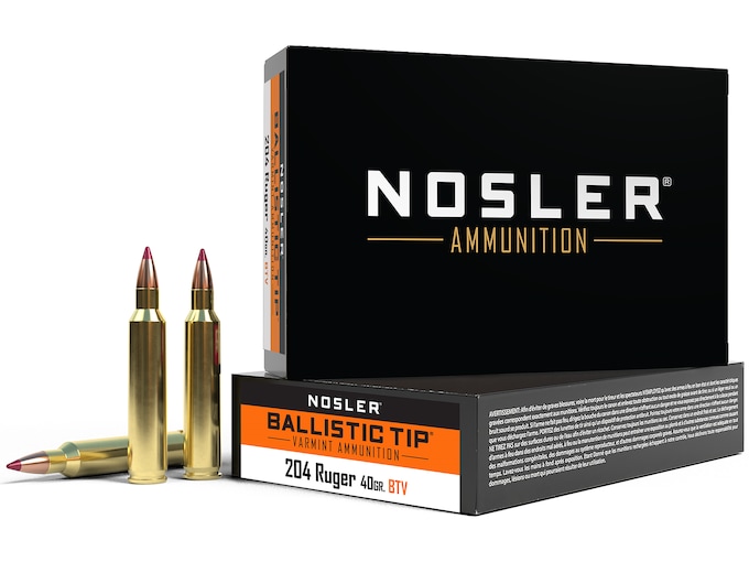 Nosler BT Varmint Ammunition 204 Ruger 40 Grain Ballistic Tip Varmint Box of 20