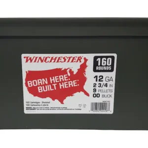 Winchester Military Grade Ammunition 12 Gauge 2-3/4" Buffered 00 Buckshot 9 Pellets Ammo Can of 160