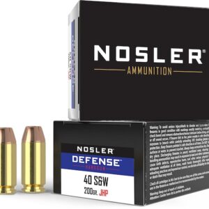Nosler Defense Ammunition 40 S&W 200 Grain Bonded Jacketed Hollow Point Box of 20