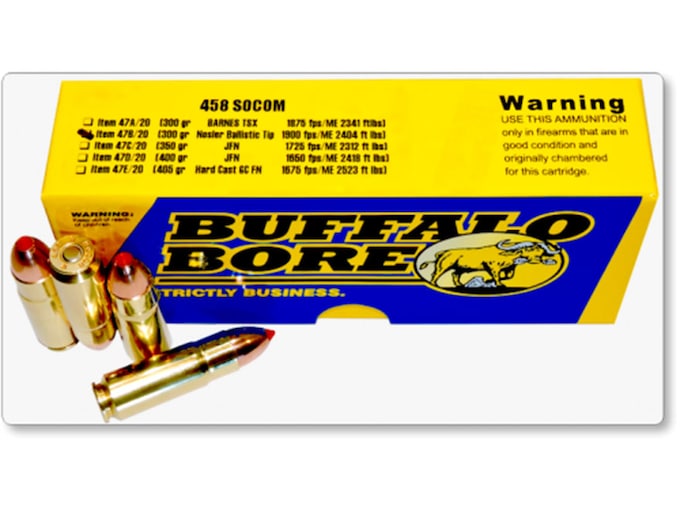 Buffalo Bore Ammunition 458 SOCOM 300 Grain Nosler Ballistic Tip Box of 20