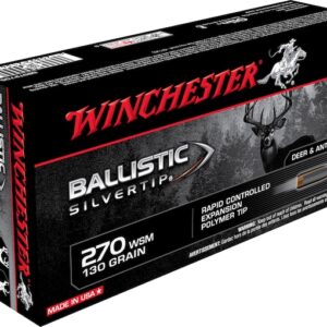 Winchester Ballistic Silvertip Ammunition 270 Winchester Short Magnum (WSM) 130 Grain Rapid Controlled Expansion Polymer Tip Box of 20