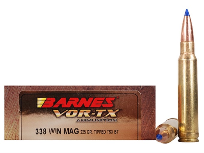 Barnes VOR-TX Ammunition 338 Winchester Magnum 225 Grain TTSX Polymer Tipped Spitzer Boat Tail Lead-Free Box of 20