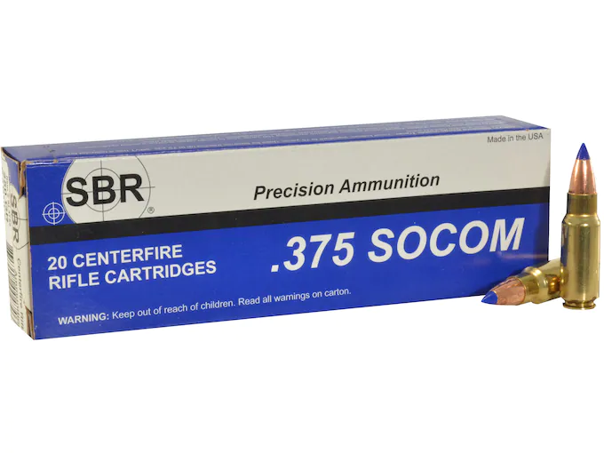 SBR Ammunition 375 SOCOM 250 Grain Barnes TTSX Polymer Tipped Spitzer Lead-Free Box of 20