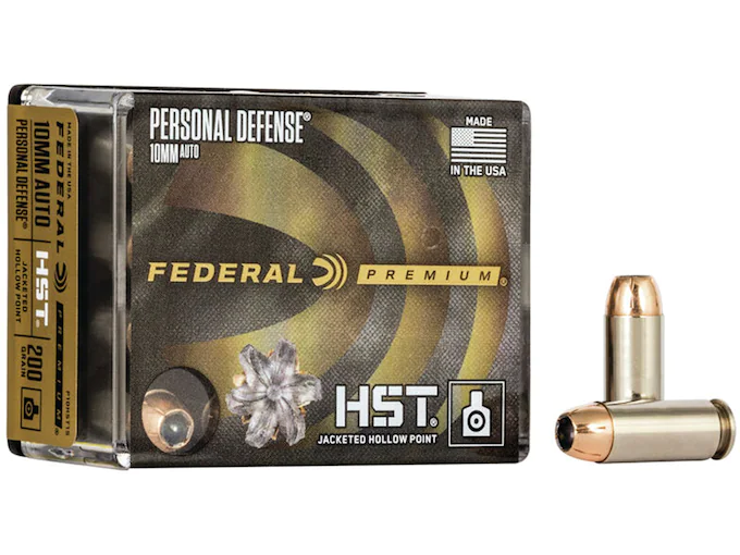 Federal Premium Personal Defense Ammunition 10mm Auto 200 Grain HST Jacketed Hollow Point Box of 20