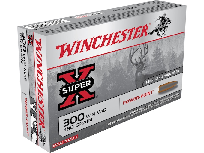 Winchester Super-X Ammunition 300 Winchester Magnum 180 Grain Power-Point Box of 20