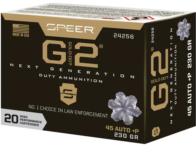 Speer Gold Dot G2 Ammunition 45 ACP +P 230 Grain Jacketed Hollow Point Box of 20