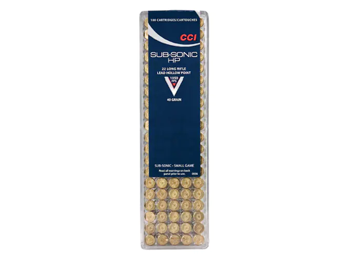 CCI Ammunition 22 Long Rifle Subsonic 40 Grain Lead Hollow Point Box of 100