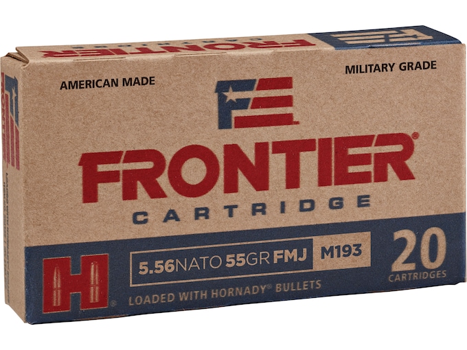 Frontier Cartridge Military Grade Ammunition 5.56x45mm NATO XM193 55 Grain Hornady Full Metal Jacket Boat Tail