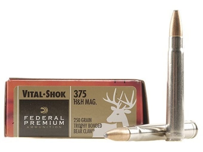 Federal Premium Vital-Shok Ammunition 375 H&H Magnum 250 Grain Trophy Bonded Bear Claw Box of 20