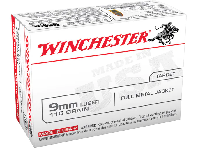 Winchester USA Ammunition 9mm Luger 115 Grain Full Metal Jacket