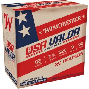 Winchester USA Valor Ammunition 12 Gauge 2-3/4" Buffered 00 Buckshot 9 Pellets Box of 25