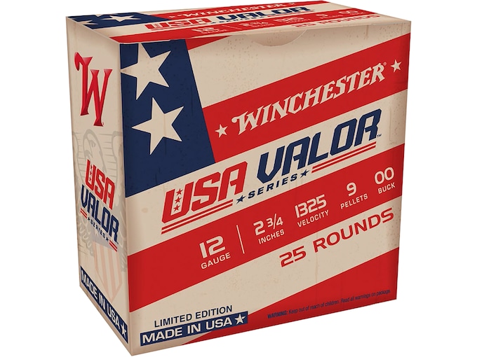 Winchester USA Valor Ammunition 12 Gauge 2-3/4" Buffered 00 Buckshot 9 Pellets Box of 25