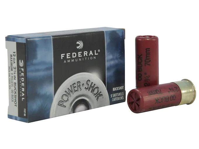 Federal Power-Shok Ammunition 12 Gauge 2-3/4" Buffered 00 Buckshot 9 Pellets Box of 5