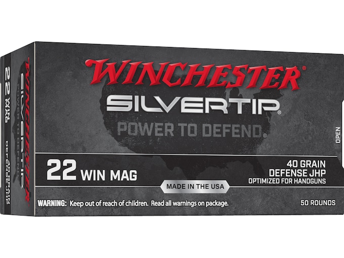Winchester Silvertip Ammunition 22 Winchester Magnum Rimfire (WMR) 40 Grain Jacketed Hollow Point Box of 50