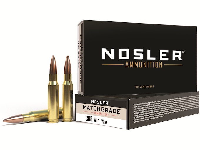Nosler Match Grade Ammunition 308 Winchester 175 Grain Custom Competition Box of 20