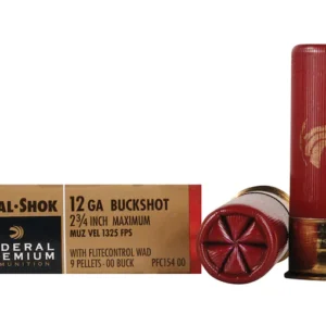 Federal Premium Vital-Shok Ammunition 12 Gauge 2-3/4" Buffered 00 Copper Plated Buckshot 9 Pellets Flitecontrol Wad Box of 5