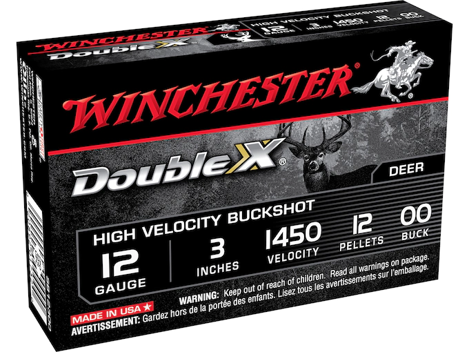 Winchester Double X Ammunition 12 Gauge 3" Buffered 00 Copper Plated Buckshot 12 Pellets Box of 5