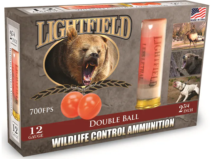 Lightfield Wildlife Control Less Lethal Ammunition 12 Gauge 2-3/4" Mid-Range Rubber Ball Box of 5