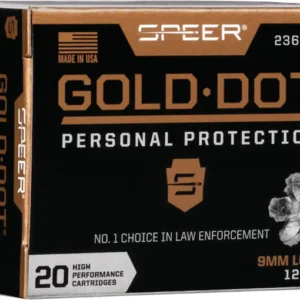 Speer Gold Dot Ammunition 9mm Luger 124 Grain Jacketed Hollow Point Box of 20