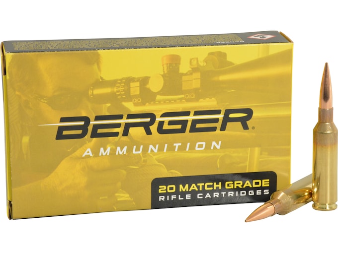 Berger Match Grade Ammunition 6mm Creedmoor 105 Grain Hybrid Target Box of 20