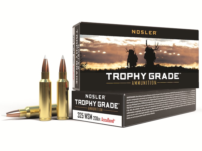 Nosler Trophy Grade Ammunition 325 Winchester Short Magnum (WSM) 200 Grain AccuBond Box of 20