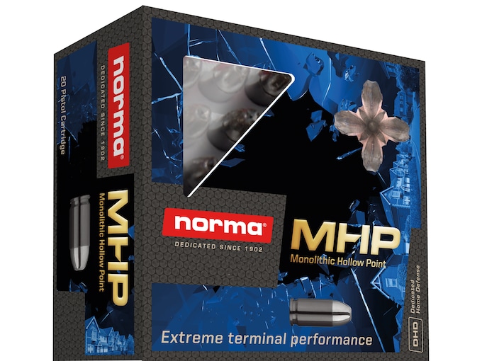Norma Home Defense MHP Ammunition 45 ACP 175 Grain Solid Hollow Point Lead Free Box of 20