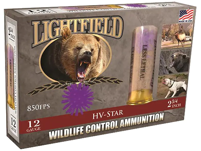 Lightfield Wildlife Control Less Lethal Ammunition 12 Gauge 2-3/4" 75 Grain High Velocity Rubber Star Slug Box of 5