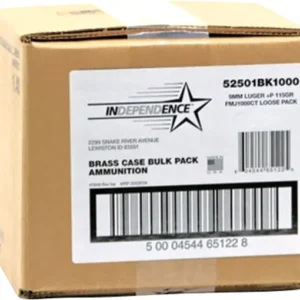 Independence Ammunition 9mm Luger +P 115 Grain Full Metal Jacket Box of 1000 (Bulk)