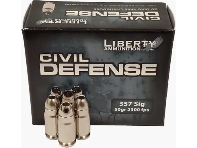 Liberty Civil Defense Ammunition 357 Sig 50 Grain Fragmenting Hollow Point Lead-Free Box of 20