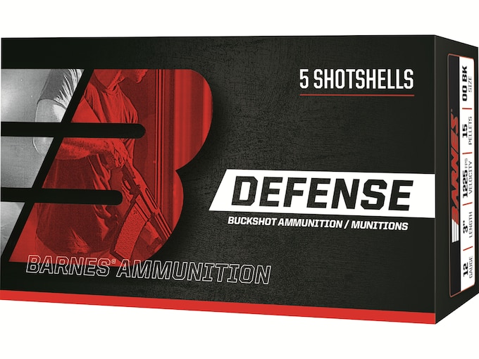 Barnes Defense Ammunition 12 Gauge 3" 00 Buckshot 15 Pellets Box of 5
