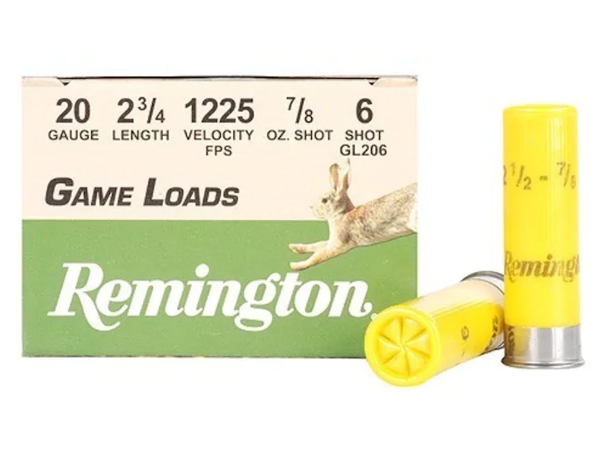 Remington Game Load Ammunition 20 Gauge 2-3/4" 7/8 oz #6 Shot Box of 25