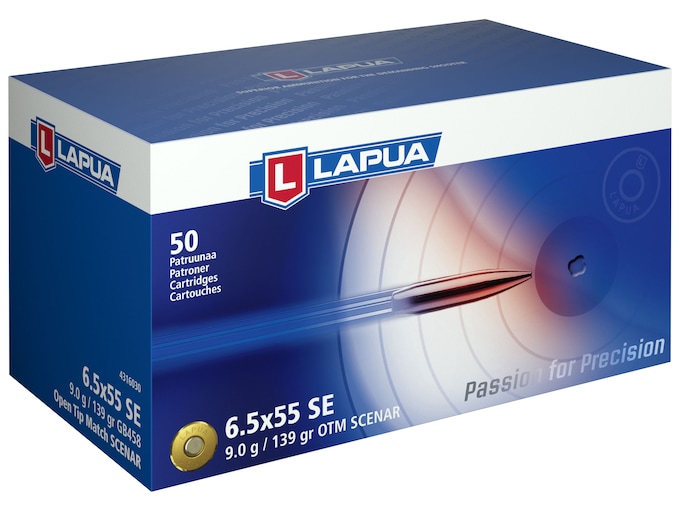Lapua Scenar Ammunition 6.5x55mm Swedish Mauser 139 Grain Hollow Point Boat Tail Box of 50
