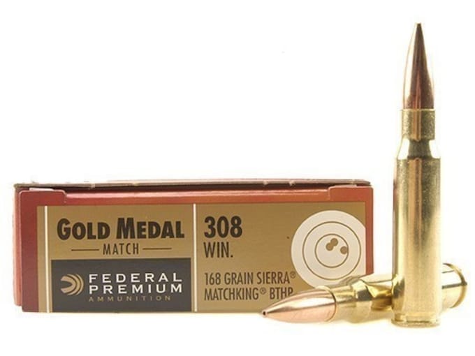 Federal Premium Gold Medal Ammunition 308 Winchester 168 Grain Sierra MatchKing Hollow Point Boat Tail