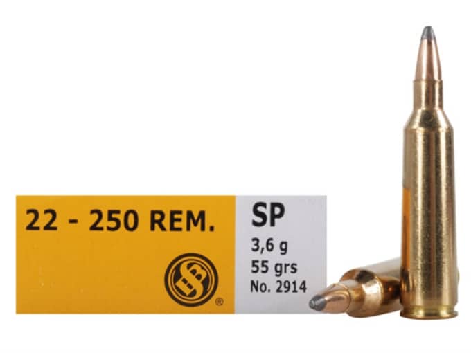 Sellier & Bellot Ammunition 22-250 Remington 55 Grain Soft Point Box of 20