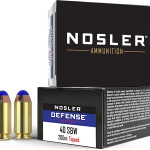 Nosler Defense Ammunition 40 S&W 200 Grain Bonded Tipped Box of 20