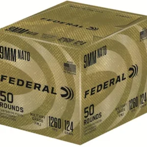 Federal Military Grade NATO Ammunition 9mm Luger 124 Grain Full Metal Jacket