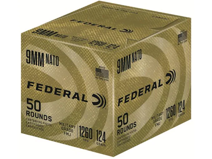 Federal Military Grade NATO Ammunition 9mm Luger 124 Grain Full Metal Jacket