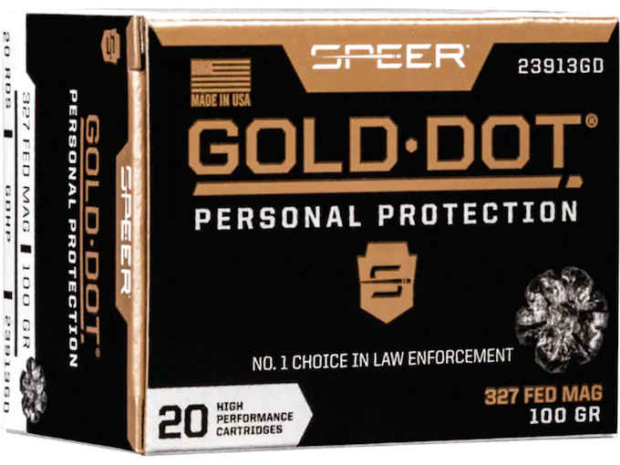 Speer Gold Dot Ammunition 327 Federal Magnum 100 Grain Jacketed Hollow Point