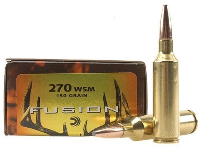 Federal Fusion Ammunition 270 Winchester Short Magnum (WSM) 150 Grain Bonded Spitzer Boat Tail Box of 20