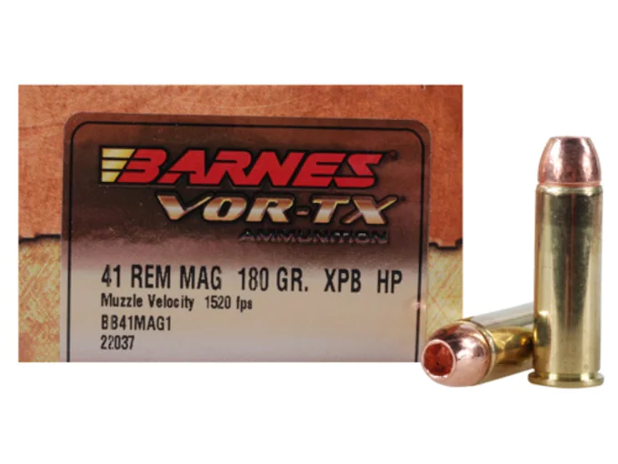 Barnes VOR-TX Ammunition 41 Remington Magnum 180 Grain XPB Hollow Point Lead-Free Box of 20