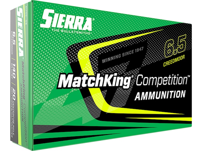 Sierra MatchKing Competition Ammunition 6.5 Creedmoor 140 Grain Hollow Point Boat Tail Box of 20