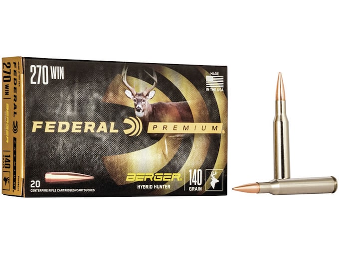 Federal Premium Ammunition 270 Winchester 140 Grain Berger Hybrid Hunter Box of 20